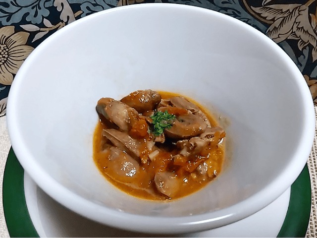 【おつまみ＆お弁当】ハツのトマト煮込みのレシピ!!洋風な一品が欲しい時に◎